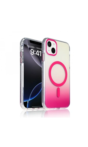 Apple iPhone 15 Kılıf M-safe Şarj Özellikli Transparan Renk Geçişli Zore Toros Kapak