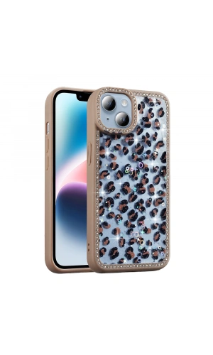 Apple iPhone 15 Kılıf Taşlı ve Simli Tasarım Zore Azra Kapak