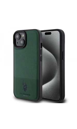 Apple iPhone 15 Kılıf U.S. Polo Assn. Orjinal Lisanslı Suni Deri Arka Yüzey Baskı Logolu Örgü Desenli Kapak