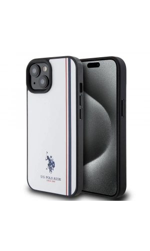 Apple iPhone 15 Kılıf U.S. Polo Assn. Orjinal Lisanslı Üç Renk Şerit Tasarımlı Baskı Logolu Kapak