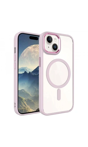 Apple iPhone 15 Kılıf Wireless Şarj Özellikli Zore Krom M-safe Silikon Kapak
