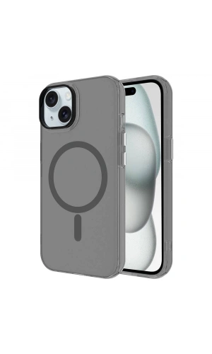 Apple iPhone 15 Kılıf Zore M-safe Şarj Özellikli Buzlu Transparan C-Pro Sert Kapak