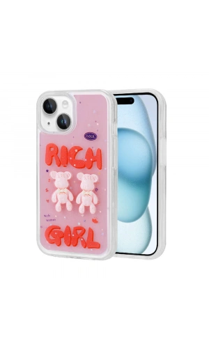 Apple iPhone 15 Plus Kılıf Kabartma Figürlü Parlak Zore Minimini Silikon Kapak