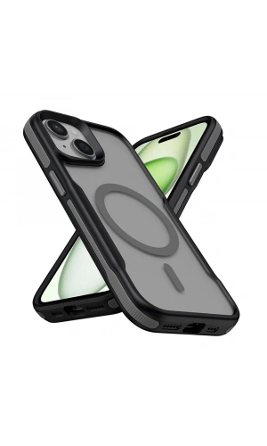 Apple iPhone 15 Plus Kılıf M-safe Şarj Özellikli Renkli Kenar Airbag Şeritli Zore Lamer Kapak