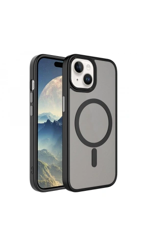 Apple iPhone 15 Plus Kılıf Mat Arka Yüzey Wireless Şarj Özellikli Zore Flet M-safe Kapak
