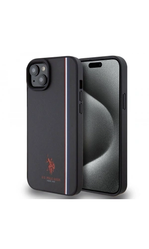 Apple iPhone 15 Plus Kılıf U.S. Polo Assn. Orjinal Lisanslı Üç Renk Şerit Tasarımlı Baskı Logolu Kapak