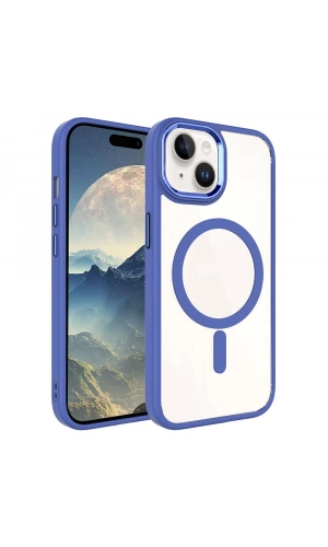 Apple iPhone 15 Plus Kılıf Wireless Şarj Özellikli Zore Krom M-safe Silikon Kapak