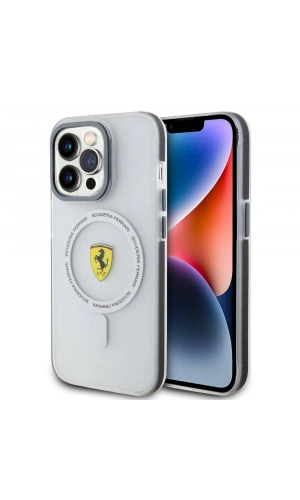 Apple iPhone 15 Pro Kılıf Ferrari Orjinal Lisanslı M-safe Şarj Özellikli Kontrast Bumper SF Ring Kapak