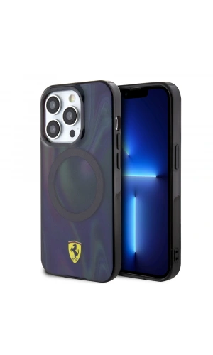 Apple iPhone 15 Pro Kılıf Ferrari Orjinal Lisanslı M-safe Şarj Özellikli Transparan Renk Geçişli Iridescent Kapak