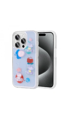 Apple iPhone 15 Pro Kılıf Kabartma Figürlü Parlak Zore Minimini Silikon Kapak