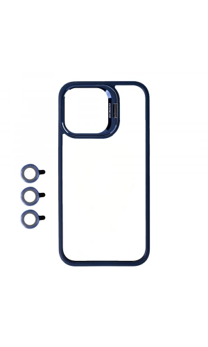 Apple iPhone 15 Pro Kılıf Kamera Lens Korumalı Standlı Zore Klon Lensli Kapak