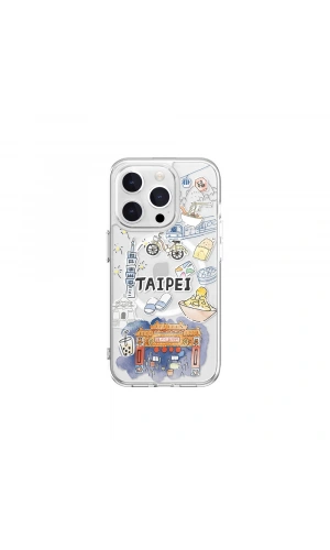 Apple iPhone 15 Pro Kılıf M-safe Şarj Özellikli Çizim Desenli Şok Önleyicili Şeffaf Lisanslı Switcheasy City-M Taipei Kapak