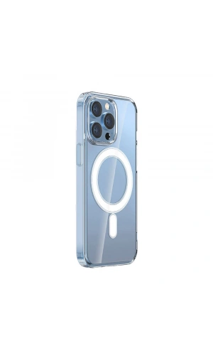 Apple iPhone 15 Pro Kılıf M-safe Şarj Özellikli Şeffaf Sert PC Zore Embos Kapak