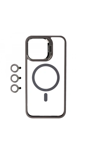 Apple iPhone 15 Pro Kılıf M-safe Şarj Özellikli Standlı Zore M-safe Klon Lensli Kapak