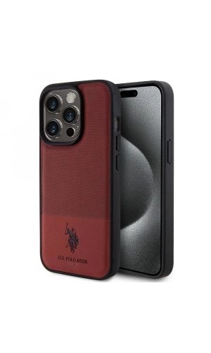Apple iPhone 15 Pro Kılıf U.S. Polo Assn. Orjinal Lisanslı Suni Deri Arka Yüzey Baskı Logolu Örgü Desenli Kapak