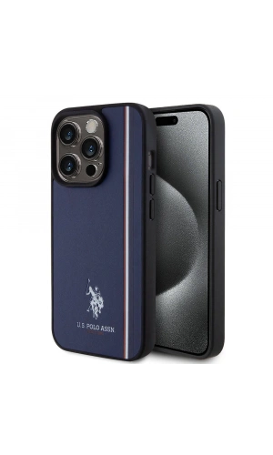 Apple iPhone 15 Pro Kılıf U.S. Polo Assn. Orjinal Lisanslı Üç Renk Şerit Tasarımlı Baskı Logolu Kapak