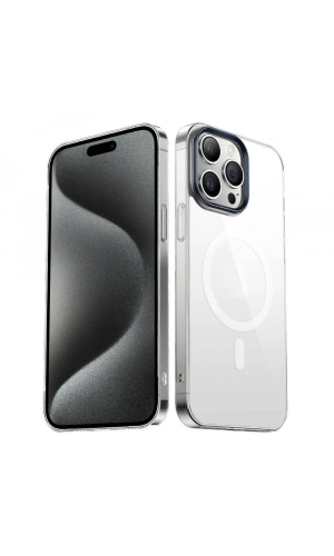 Apple iPhone 15 Pro Kılıf Zore Wireless Şarj Özellikli Şeffaf G-Glass Kapak