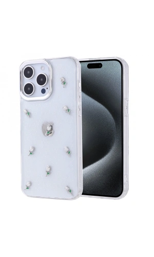 Apple iPhone 15 Pro Max Kılıf Airbag Tasarımlı Simli Şeffaf Zore Kutup Kapak