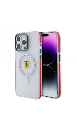 Apple iPhone 15 Pro Max Kılıf Ferrari Orjinal Lisanslı M-safe Şarj Özellikli Kontrast Bumper SF Ring Kapak