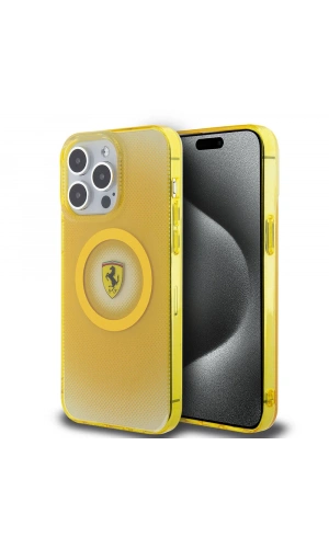 Apple iPhone 15 Pro Max Kılıf Ferrari Orjinal Lisanslı M-safe Şarj Özellikli Parçalanan Noktalar Desenli Kapak