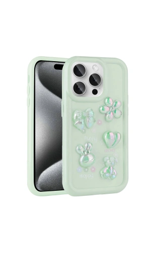 Apple iPhone 15 Pro Max Kılıf Kabartma Figürlü Parlak Zore Toys Silikon Kapak