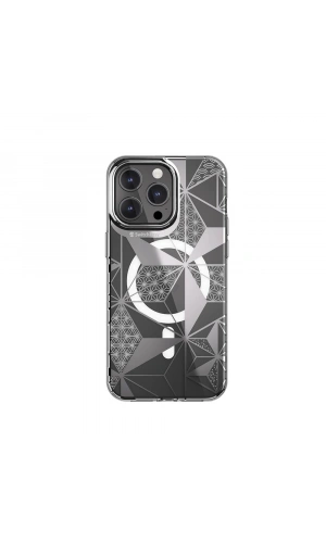 Apple iPhone 15 Pro Max Kılıf M-safe Şarj Özellikli Çift IMD Baskılı Lisanslı Switcheasy Artist-M Asanoha Kapak