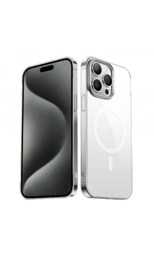 Apple iPhone 15 Pro Max Kılıf Zore Wireless Şarj Özellikli Şeffaf G-Glass Kapak
