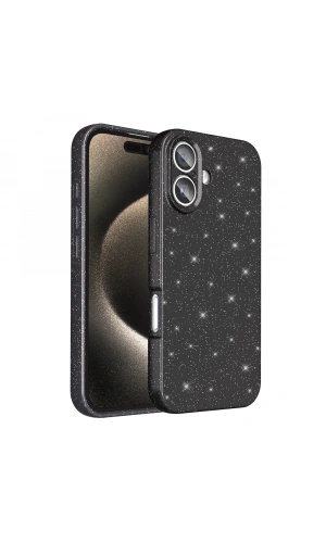 Apple iPhone 16 Kılıf Kamera Korumalı Simli Lüks Zore Koton Kapak