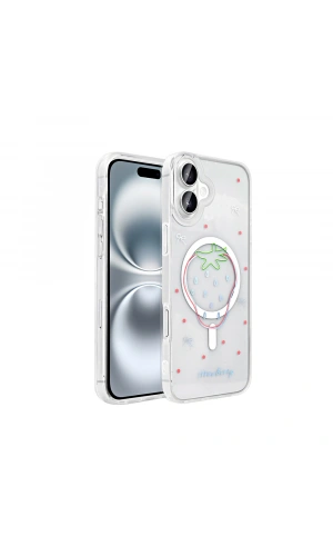 Apple iPhone 16 Kılıf M-Safe Şarj Özellikli Şeffaf Zore Folk Sert Kapak
