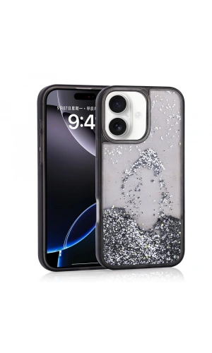 Apple iPhone 16 Kılıf Sıvılı Simli Şeffaf Arka Yüzey Zore Keto Silikon Kapak
