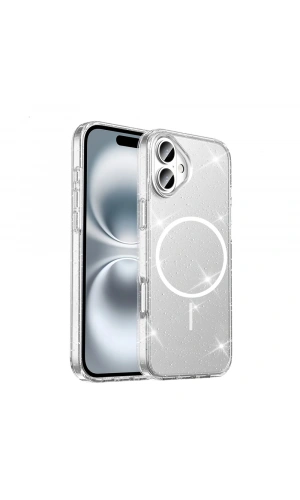 ​Apple iPhone 16 Plus Kılıf M-safe Şarj Özellikli Parlayan Simli Saydam Renkli Zore Maris Kapak
