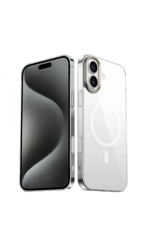 Apple iPhone 16 Plus Kılıf M-safe Şarj Özellikli Şeffaf Cam Arka Yüzey Zore G-Glass Kapak