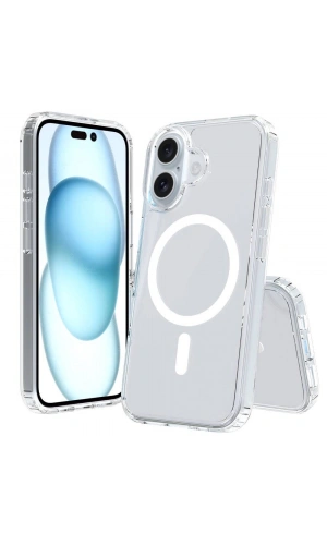 Apple iPhone 16 Plus Kılıf M-safe Şarj Özellikli Şeffaf Sert PC Zore Embos Kapak