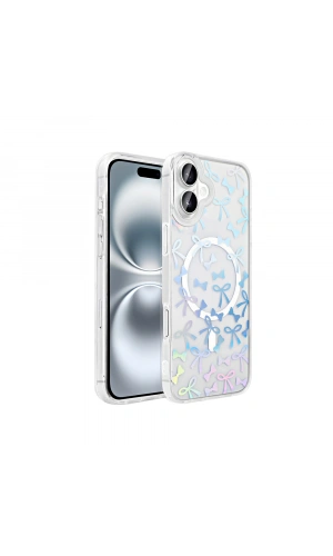 Apple iPhone 16 Plus Kılıf M-Safe Şarj Özellikli Şeffaf Zore Folk Sert Kapak