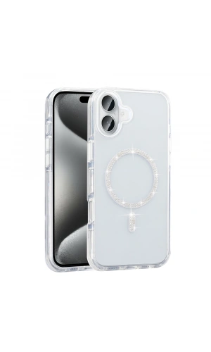Apple iPhone 16 Plus Kılıf Taşlı Tasarım M-safe Şarj Özellikli Zore Koment Silikon Kapak