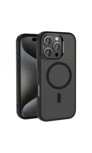 Apple iPhone 16 Pro Kılıf M-safe Şarj Özellikli Parlak Kamera Çerçeveli Zore Kost Kapak