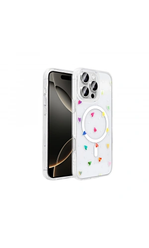Apple iPhone 16 Pro Kılıf M-Safe Şarj Özellikli Şeffaf Zore Folk Sert Kapak