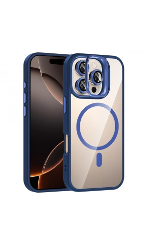 Apple iPhone 16 Pro Kılıf Standlı ve Kamera Lens Hediyeli M-Safe Şarj Özellikli Zore Etro Kapak