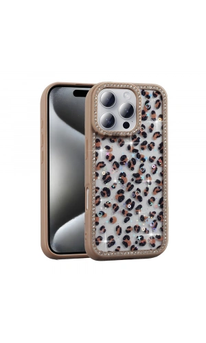 Apple iPhone 16 Pro Kılıf Taşlı ve Simli Tasarım Zore Azra Kapak