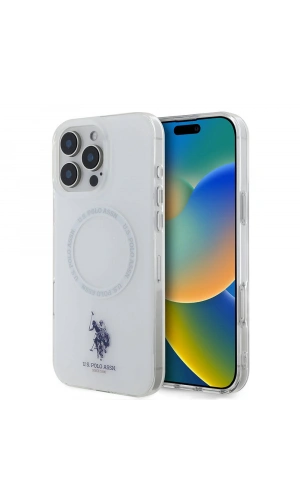 Apple iPhone 16 Pro Kılıf U.S. Polo Assn. Orjinal Lisanslı M-safe Şarj Özellikli IML Double Horse Logolu Ring Kapak