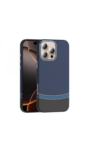Apple iPhone 16 Pro Max Kılıf M-safe Şarj Özellikli Karbon Fiber Görünümlü Zore Gros Kapak