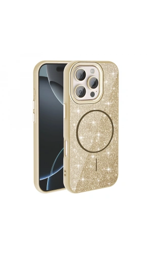 Apple iPhone 16 Pro Max Kılıf M-safe Şarj Özellikli Parlayan Simli Zore Okso Kapak