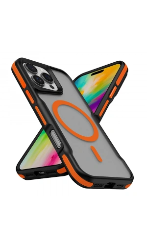 Apple iPhone 16 Pro Max Kılıf M-safe Şarj Özellikli Renkli Kenar Airbag Şeritli Zore Lamer Kapak