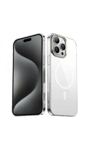 Apple iPhone 16 Pro Max Kılıf M-safe Şarj Özellikli Şeffaf Cam Arka Yüzey Zore G-Glass Kapak