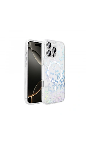 Apple iPhone 16 Pro Max Kılıf M-Safe Şarj Özellikli Şeffaf Zore Folk Sert Kapak
