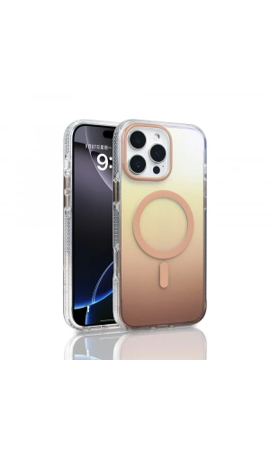 Apple iPhone 16 Pro Max Kılıf M-safe Şarj Özellikli Transparan Renk Geçişli Zore Toros Kapak