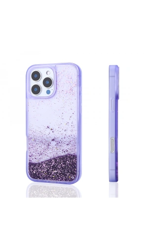 Apple iPhone 16 Pro Max Kılıf Sıvılı Simli Şeffaf Arka Yüzey Zore Keto Silikon Kapak