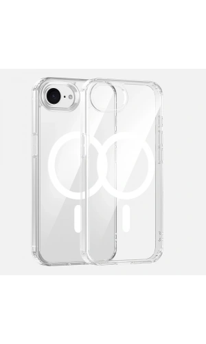 Apple iPhone 16E Kılıf M-safe Şarj Özellikli Şeffaf Sert PC Zore Embos Kapak