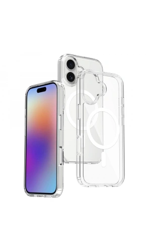 Apple iPhone 17 Kılıf M-safe Şarj Özellikli Şeffaf Sert PC Zore Embos Kapak