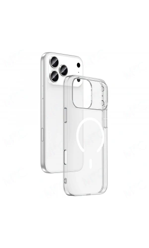 Apple iPhone 17 Pro Max Kılıf IC Çipli M-Safe Şarj Özellikli Şeffaf Kamera Çerçeveli Zore Toledo Kapak